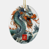 Chinees jaar van de Dragon Gift Keramisch Ornament (Rechts)