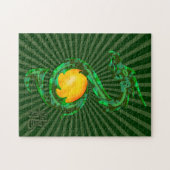 Chinees jaar van de Dragon Jade Green Legpuzzel (Horizontaal)