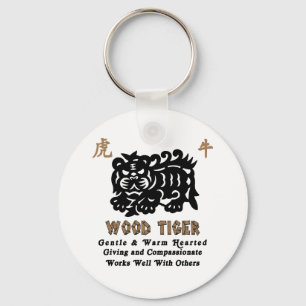 Chinees Jaar van de Houttijger 1974 Gift Sleutelhanger