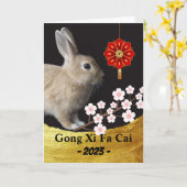 Chinees jaar van de konijnenkersenkaart kaart (Gele Bloem)