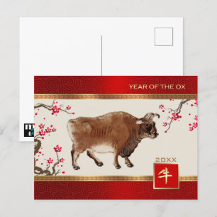 Chinees Jaar van de Ox Aangepast jaar Briefkaart
