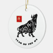 Chinees Jaar van de Ox Gift Keramisch Ornament (Links)