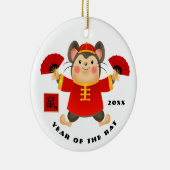 Chinees jaar van de Rat Gift-Ornamenten Keramisch Ornament (Rechts)