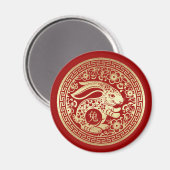 Chinees jaar van de Rode-goudbrij van Konijn Magneet (Voorkant / Achterkant)