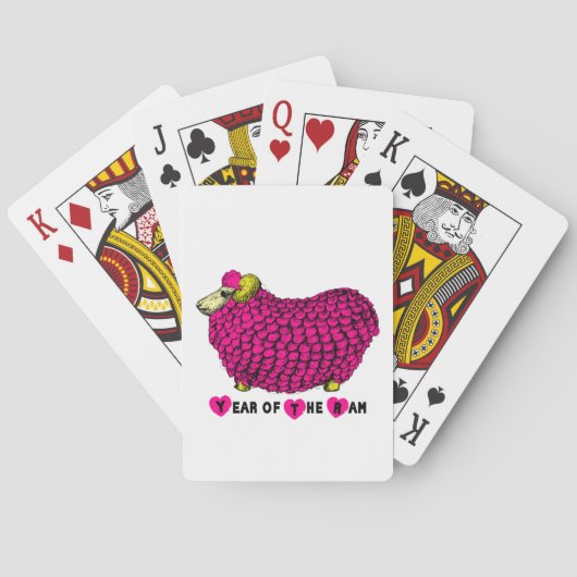 Chinees jaar van de schapenroze speelkaarten (Achterkant)