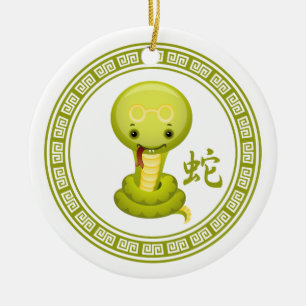 Chinees jaar van de slang keramisch ornament