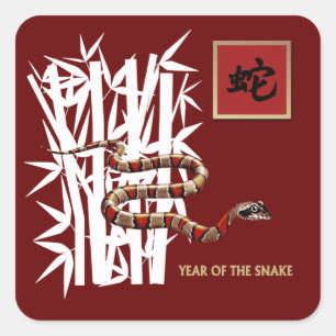 Chinees jaar van de slang vierkante sticker