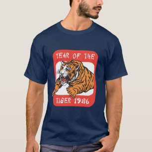Chinees Jaar van de Tijger 1986 Donkere T-Hemden T-shirt