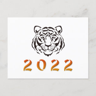 Chinees Jaar van de Tijger 2022 zwart wit Briefkaart