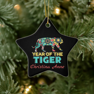 Chinees jaar van de tijger - Mandala Keramisch Ornament