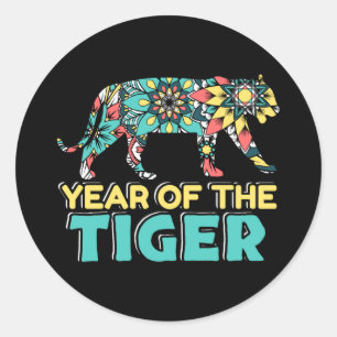 Chinees jaar van de tijger - Mandala Ronde Sticker