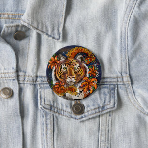 Chinees jaar van de tijger ronde button 7,6 cm