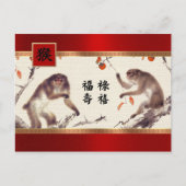 Chinees Jaar van het Briefkaart van de aap in het (Voorkant)