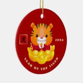 Chinees jaar van het Ornament van de tijger met ca (Rechts)