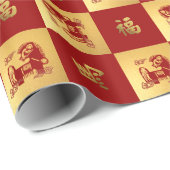 Chinees Jaar van het Paard Gift Cadeaupapier (Rol Hoek)