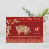 Chinees Jaar van het Varken Custom Flat Kaart (Staand voorkant)