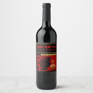 Chinees jaarjaartal Zodiac Birthday Wine Wijn Etiket
