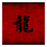 Chinees kalligrafiesymbool voor draak in rood