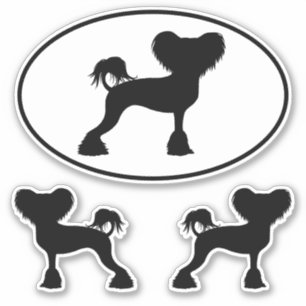 Chinees kuifsilhouetten Crestie Dog Stickers