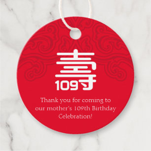 Chinees "Langlevendig" Birthday Label (voor 100 en