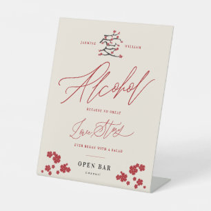 Chinees liefdeskers bloesems Alcohol Love Story Reclamebord Met Voetstuk
