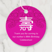 Chinees "Longevity" Verjaardag Label - ROZE (elke (Voorkant)