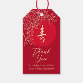 Chinees "Longevity" Verjaardag Ranunculus cadeau l Cadeaulabel (Voorkant)