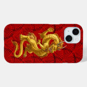 Chinees Lucky Gold Dragon iPhone 15 Telefoon Case (Achterkant (horizontaal))