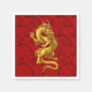 Chinees Lucky Gold Dragon Papieren servetten