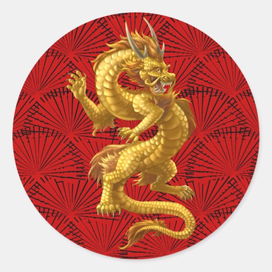 Chinees Lucky Gold Dragon Stickers (Voorkant)