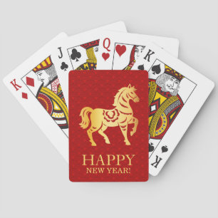Chinees Maans Nieuwjaar van het Paard 2026 Rood Go Pokerkaarten