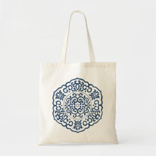 Chinees Medallion blauw Tote Bag