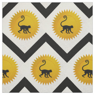 Chinees monkey Zodiac Wit, goud en zwart Stof