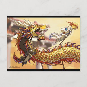 Chinees nieuw het jaarBriefkaart van Dragonbros Feestdagenkaart
