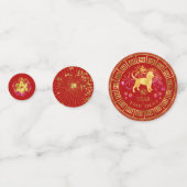 Chinees Nieuw jaar Dog Red/Gold ID542 Confetti (Voorkanten)