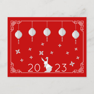 Chinees Nieuw jaar Origami Rabbit Briefkaart