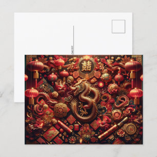 Chinees Nieuw Maanjaar van Draak, Postcrossing Briefkaart