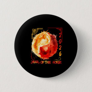 Chinees Nieuw Maanjaar van het Paard 2026 Ronde Button 5,7 Cm