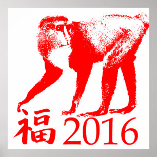 Chinees nieuwjaar 2016 het jaar poster