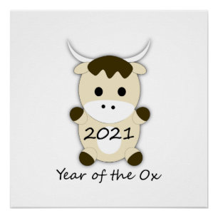 Chinees nieuwjaar 2021 Jaar van de Ox Perfect Poster