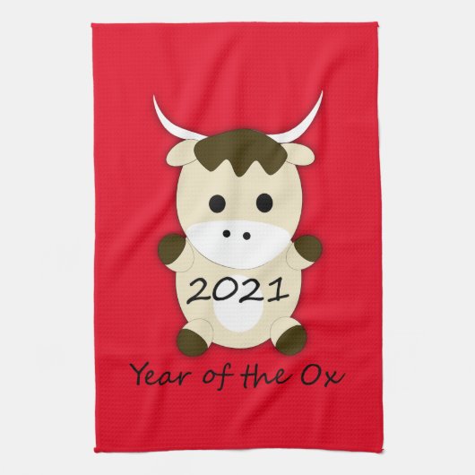Chinees nieuwjaar 2021 Jaar van de Ox Theedoek (Verticaal)