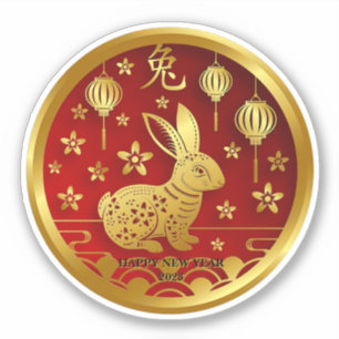 Chinees nieuwjaar 2023 Jaar van de Konijn (Bewerke Sticker