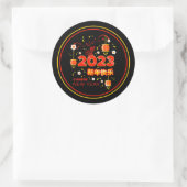 Chinees nieuwjaar 2023 Rabbit Red Black 3" Ronde Sticker (Tas)
