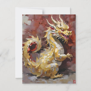 Chinees Nieuwjaar 2024 C - Draak - Oliën Feestdagenkaart