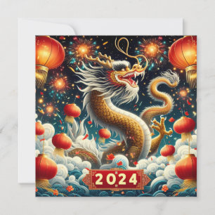 Chinees Nieuwjaar 2024 Jaar van de Draak Feestdagenkaart