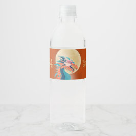 Chinees Nieuwjaar 2024 Jaar van de Draak Waterfles Etiket