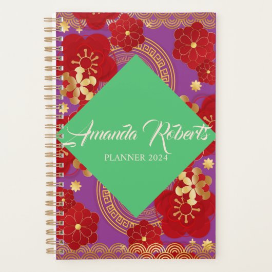 Chinees nieuwjaar 2024 Plum Blossom Flowers Planner (Voorkant)