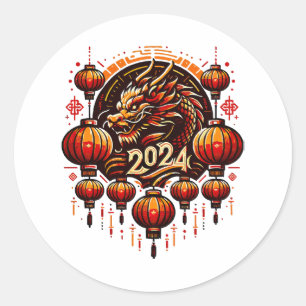 chinees nieuwjaar 2024 ronde sticker