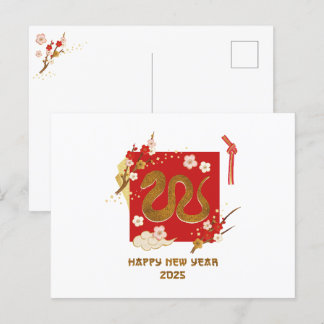 Chinees Nieuwjaar 2025 Jaar van de Slang Feestdagenkaart