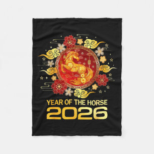 Chinees Nieuwjaar 2026 Jaar Van Het Paard Gelukkig Fleece Deken